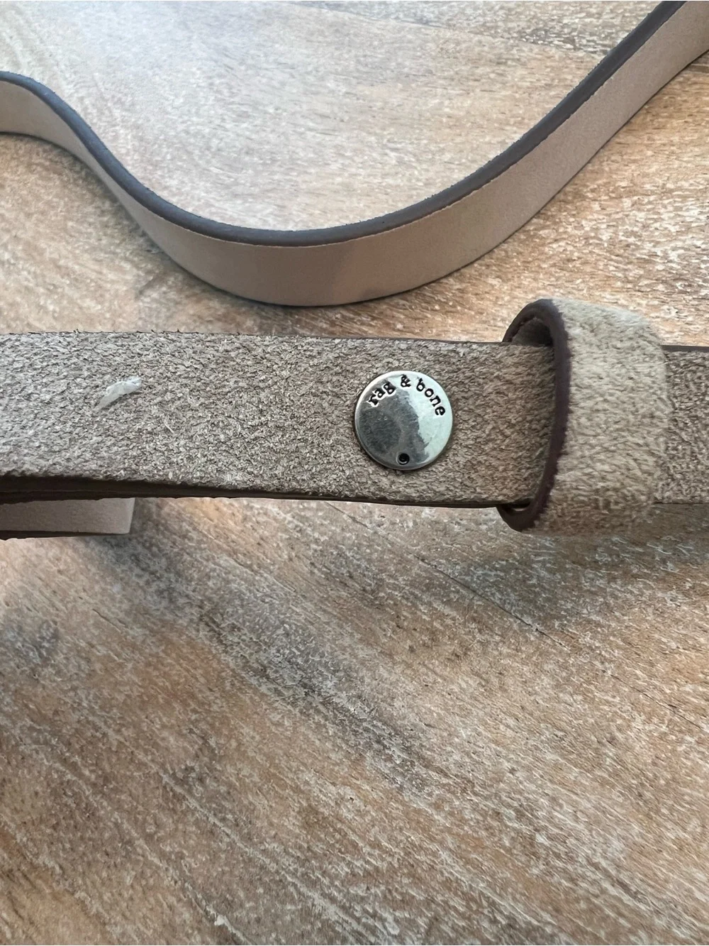 Rag & Bone Baby Rounded Rebound Belt Light Sand Suede